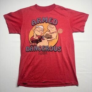 Popeye T Shirt Mens Small Red Armed and Dangerous Graphic Tee